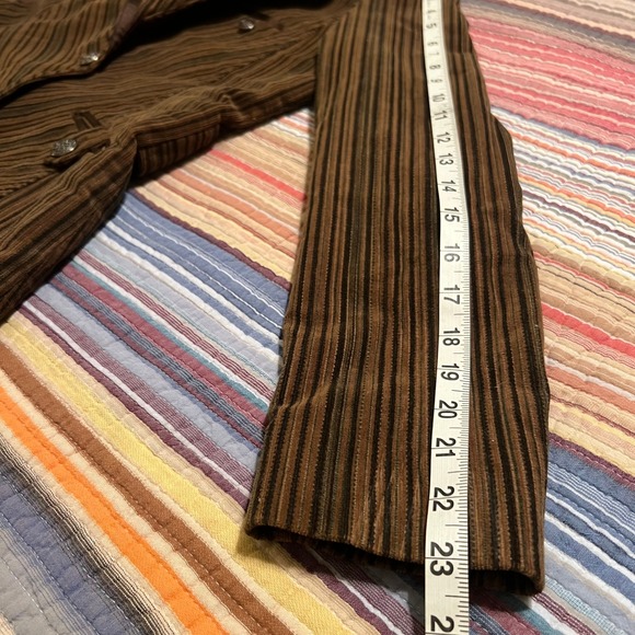 Vintage Korean Striped Blazer Brown Black Green Button Up‎ Lapel Collar Jacket - Picture 9 of 11